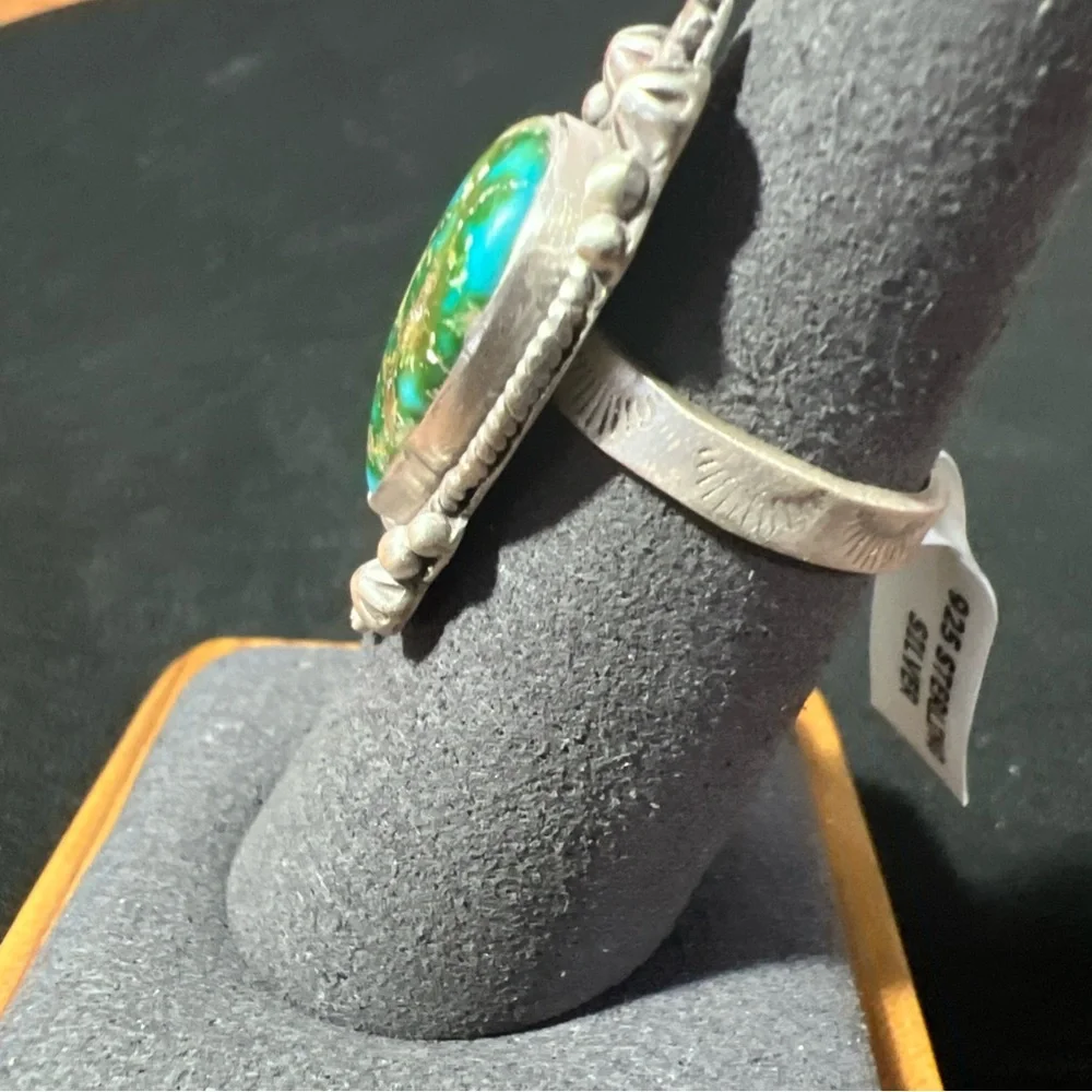 Sterling Silver Sonoran Mountain Gold Turquoise Adjustable Ring Size 6-8 - Picture 2 of 6